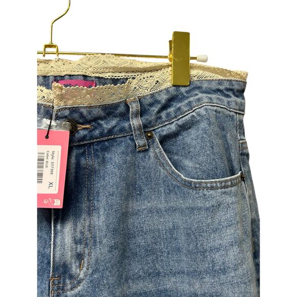Edikted Karlie XL Lace Trim Jeans NWT High Rise 32 Inseam Y2K Style Women’s - Picture 5 of 9